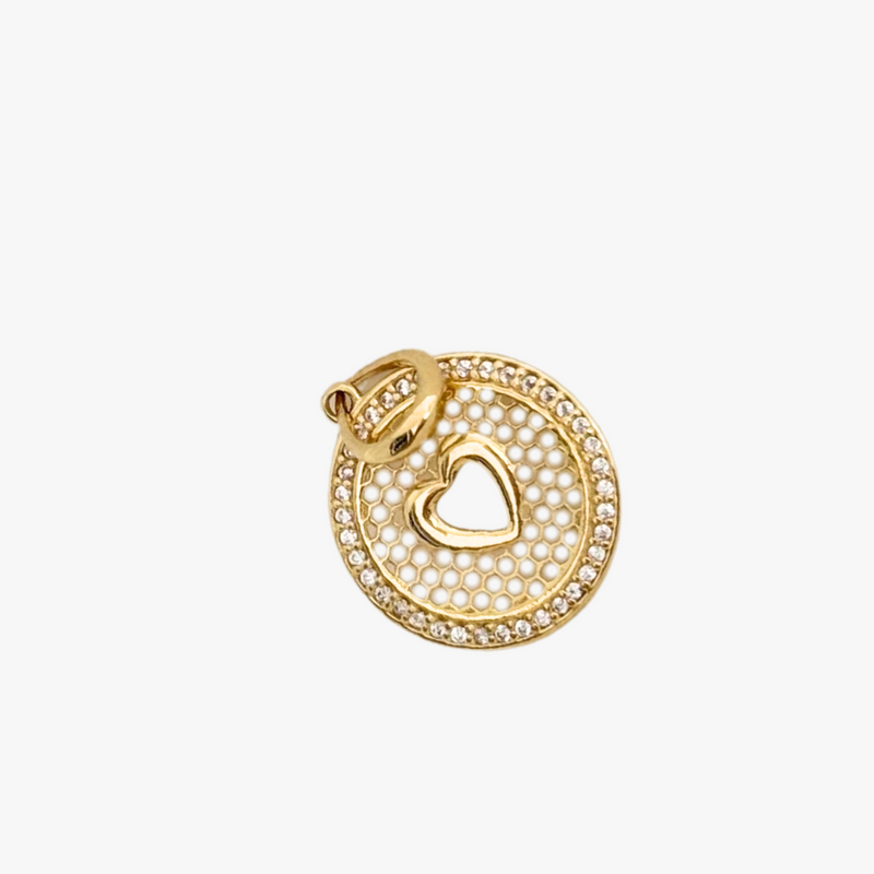 Pingente de Coração Redondo Vazado em Ouro Amarelo 18K
