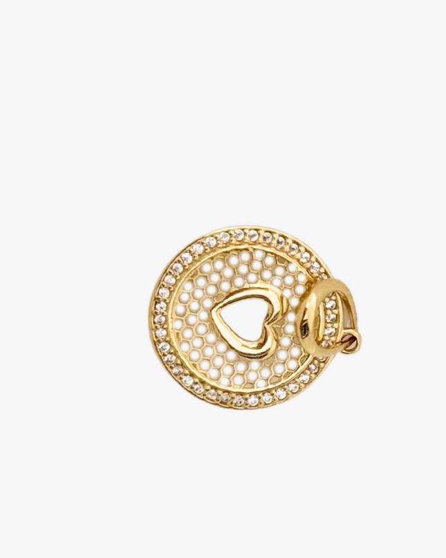 Pingente de Coração Redondo Vazado em Ouro Amarelo 18K