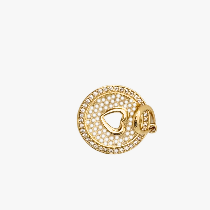 Pingente de Coração Redondo Vazado em Ouro Amarelo 18K