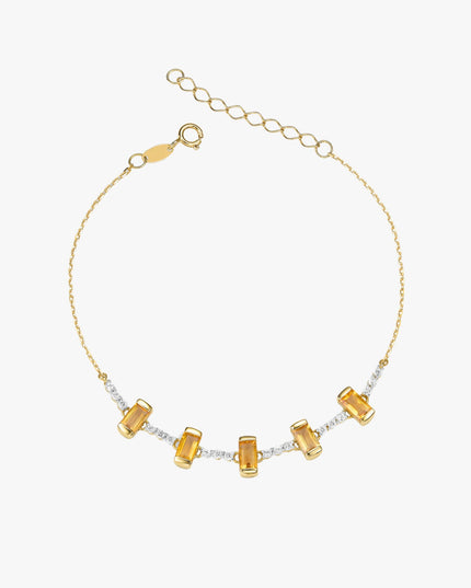 Pulseira de Citrino com Topázio Branco em Ouro Amarelo 18K