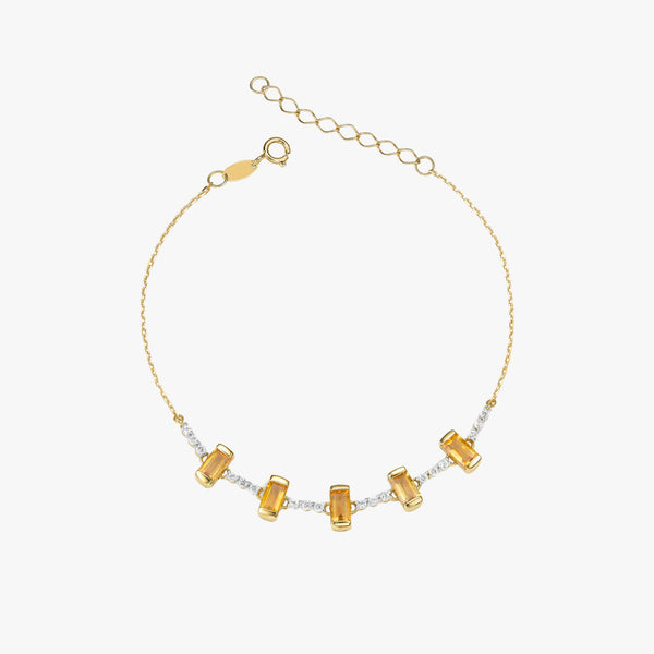 Pulseira de Citrino com Topázio Branco em Ouro Amarelo 18K