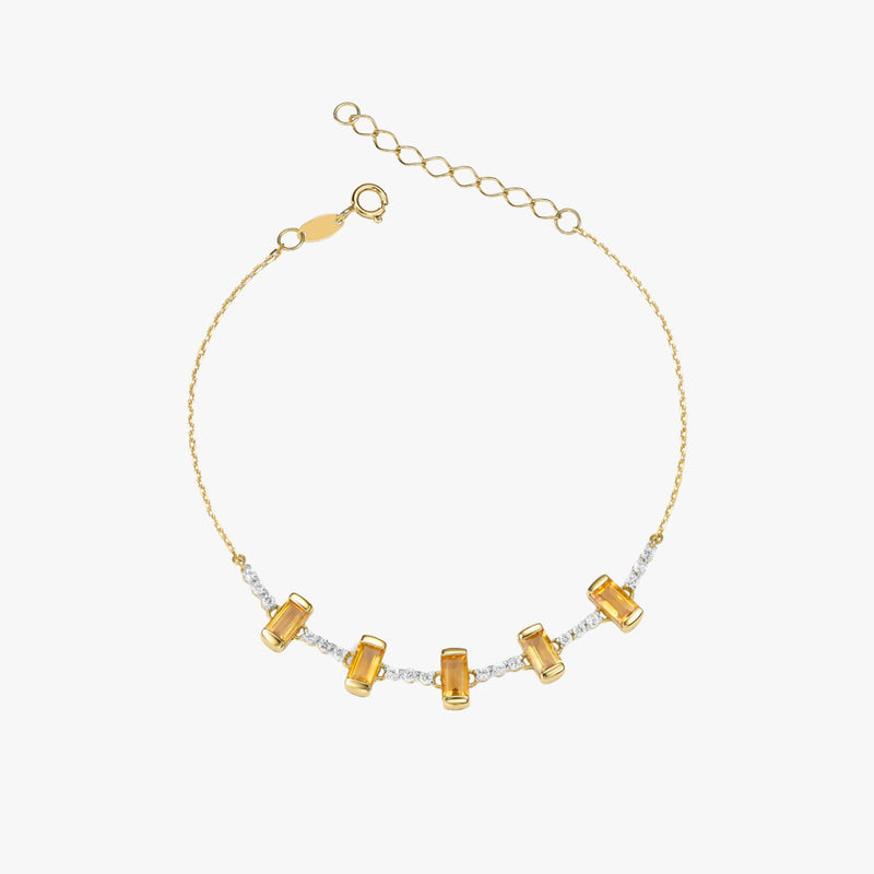 Pulseira de Citrino com Topázio Branco em Ouro Amarelo 18K