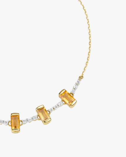 Pulseira de Citrino com Topázio Branco em Ouro Amarelo 18K
