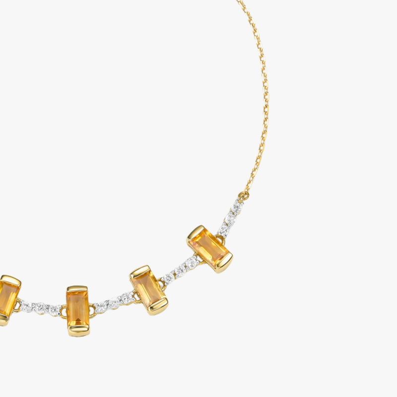 Pulseira de Citrino com Topázio Branco em Ouro Amarelo 18K