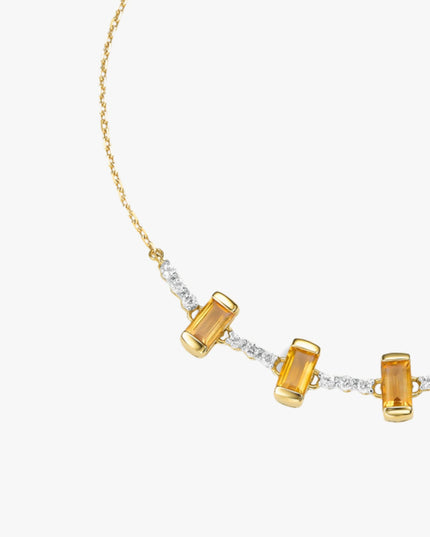 Pulseira de Citrino com Topázio Branco em Ouro Amarelo 18K