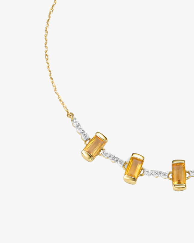 Pulseira de Citrino com Topázio Branco em Ouro Amarelo 18K
