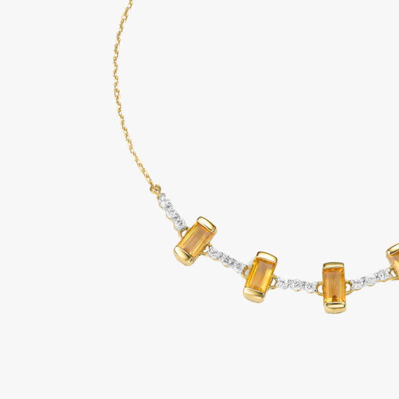 Pulseira de Citrino com Topázio Branco em Ouro Amarelo 18K