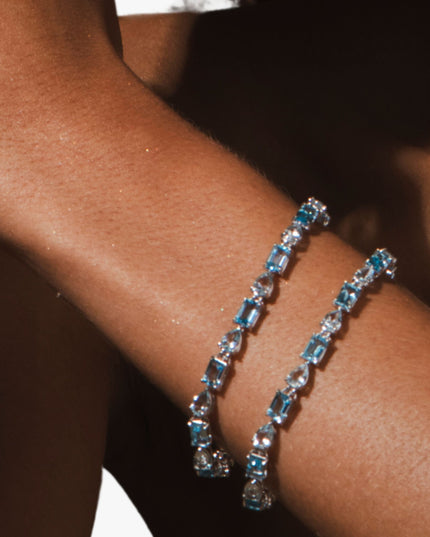 Pulseira com Pedras Naturais de Topázio Azul