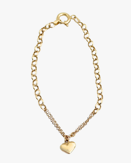 Pulseira com Coração em Ouro Amarelo 18K
