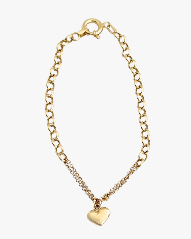 Pulseira com Coração em Ouro Amarelo 18K