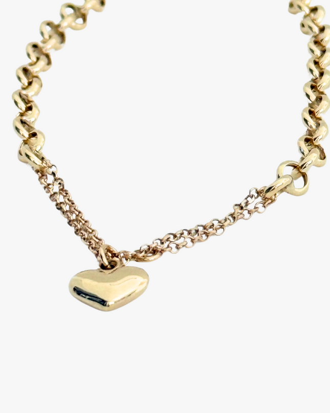 Pulseira com Coração em Ouro Amarelo 18K