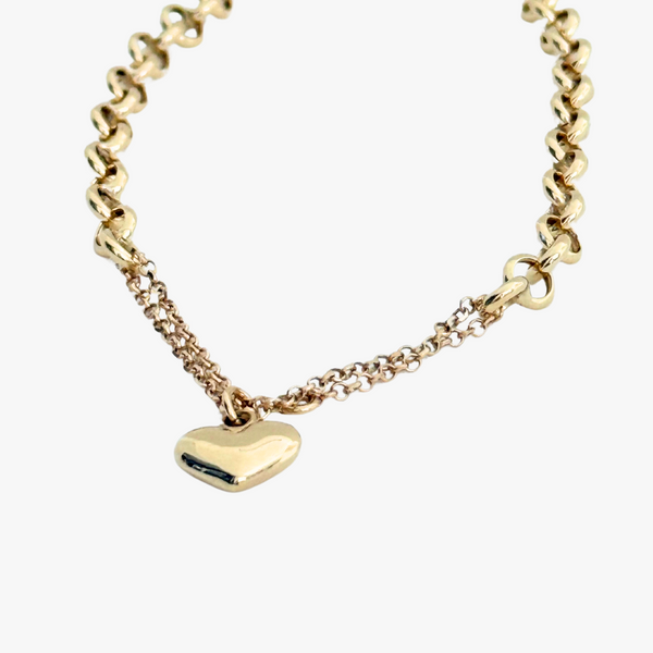 Pulseira com Coração em Ouro Amarelo 18K