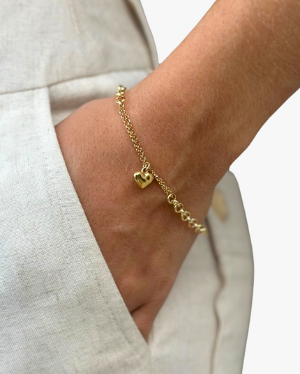 Pulseira com Coração em Ouro Amarelo 18K