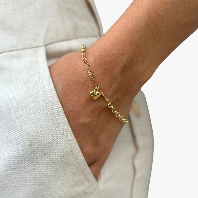 Pulseira com Coração em Ouro Amarelo 18K