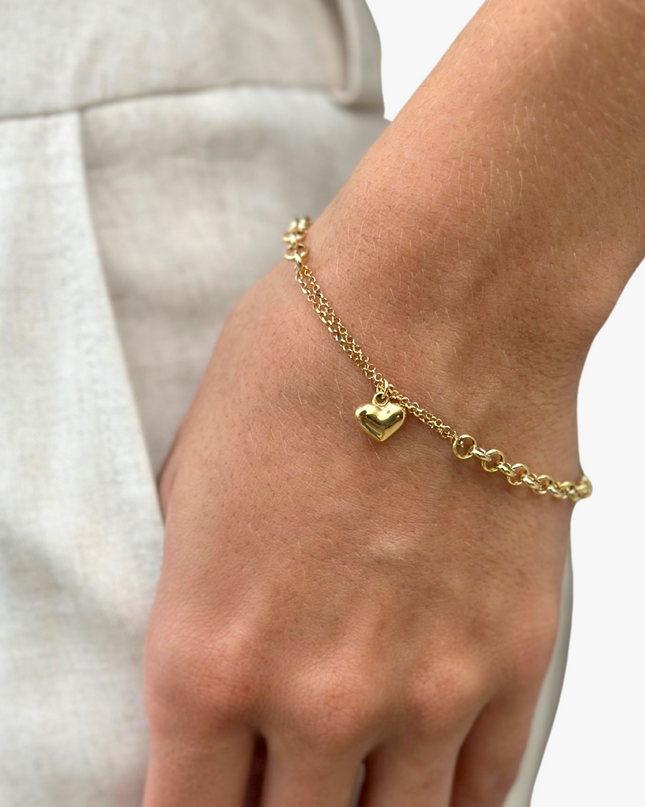 Pulseira com Coração em Ouro Amarelo 18K