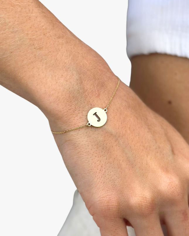 Pulseira Personalizada Inicial em Ouro  Amarelo 18K