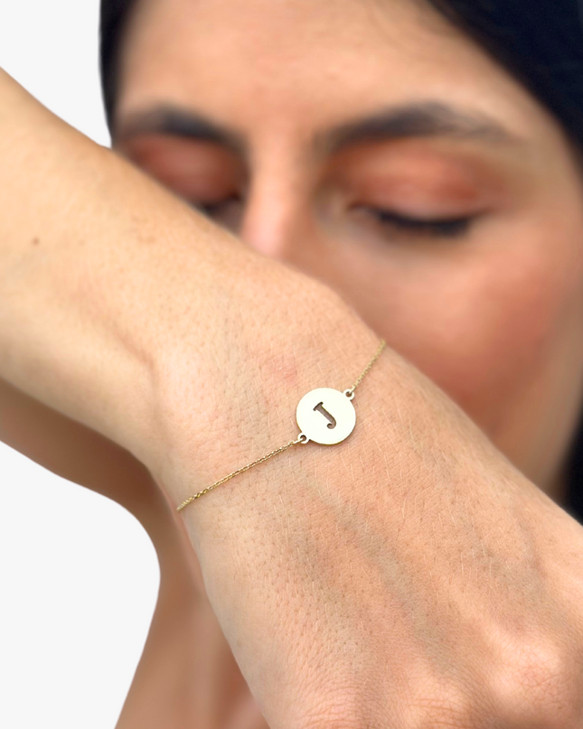 Pulseira Personalizada Inicial em Ouro  Amarelo 18K