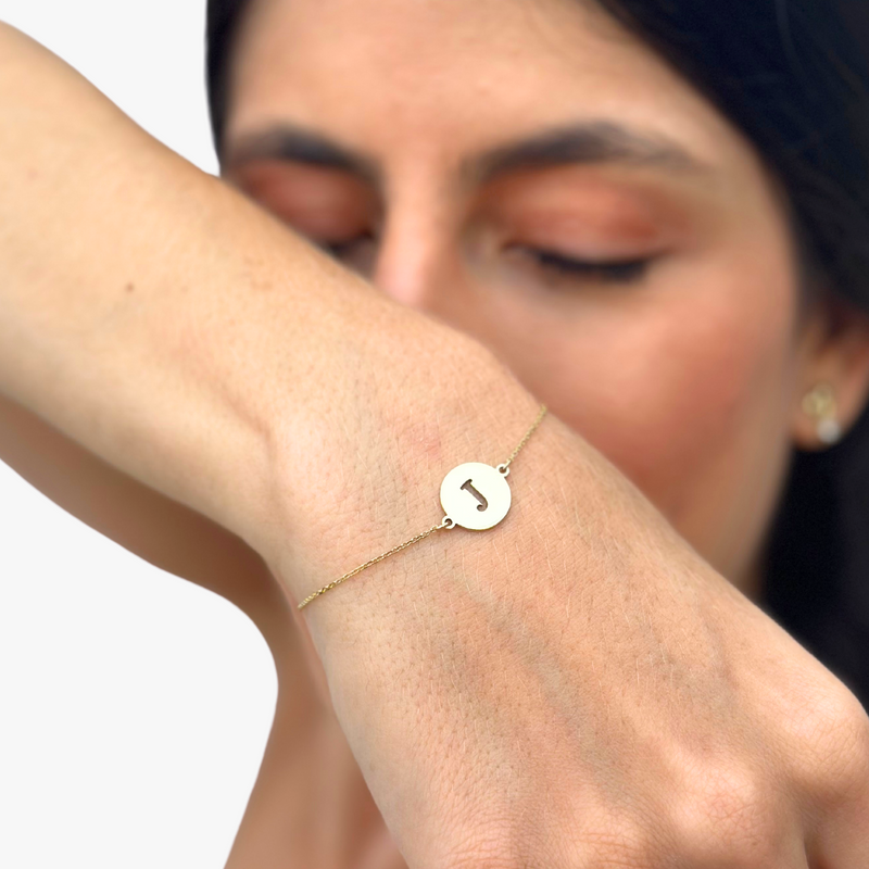 Pulseira Personalizada Inicial em Ouro  Amarelo 18K