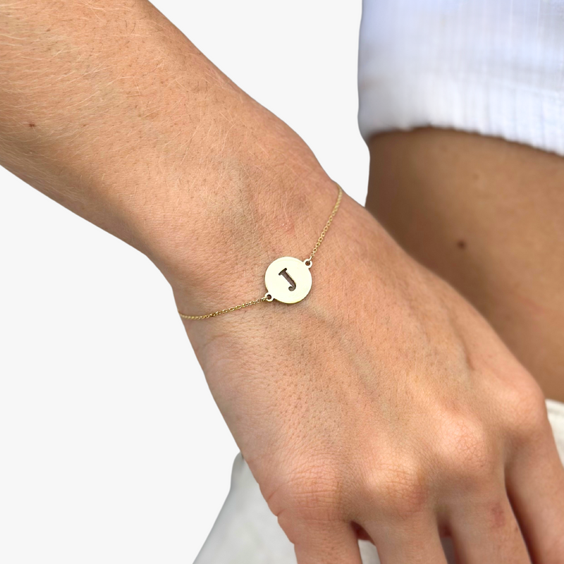 Pulseira Personalizada Inicial em Ouro  Amarelo 18K