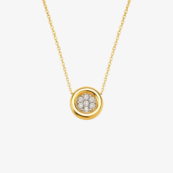 Colar Ponto de Luz com Sete Diamantes no Pingente