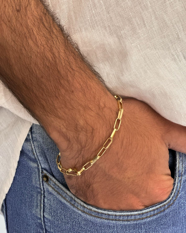 Pulseira Entrelaço Masculina em Ouro Amarelo 18K