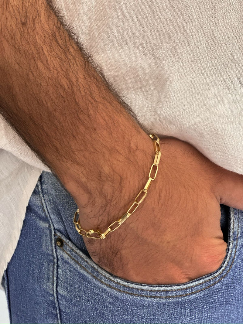Pulseira Entrelaço Masculina em Ouro Amarelo 18K