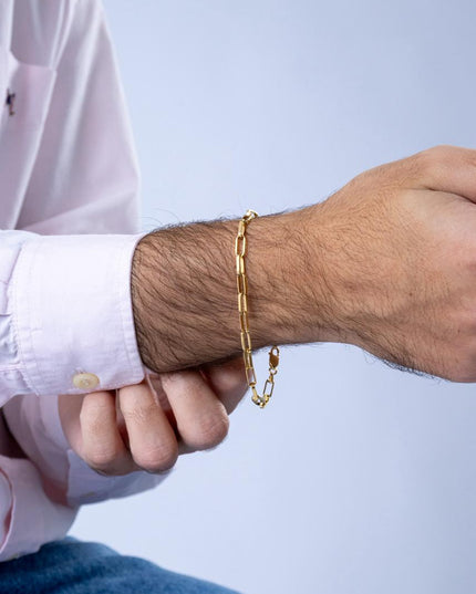 Pulseira Entrelaço Masculina em Ouro  Amarelo 18K