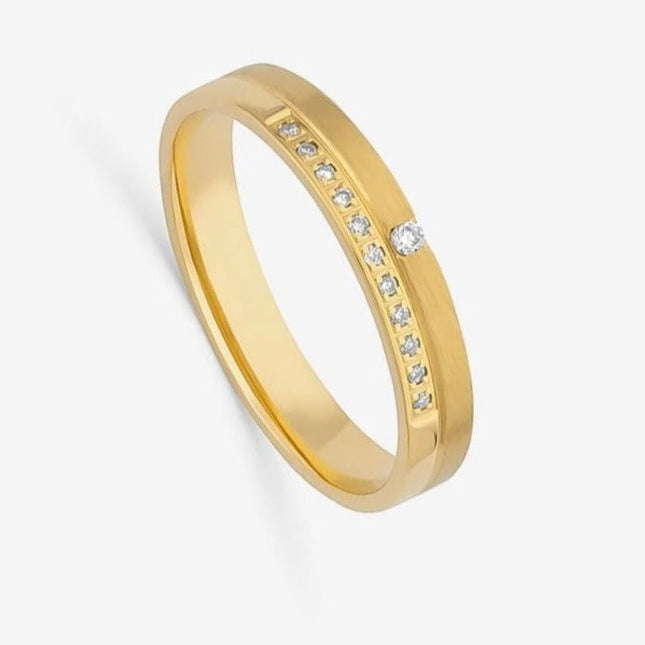 Aliança Anatômica com Diamantes
