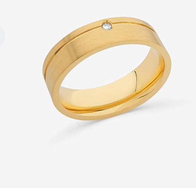 Aliança Anatômica com 2 pontos de Diamante