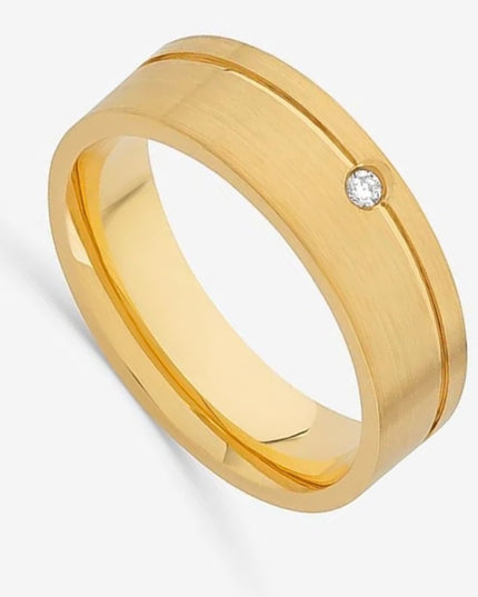 Aliança Anatômica com 2 pontos de Diamante