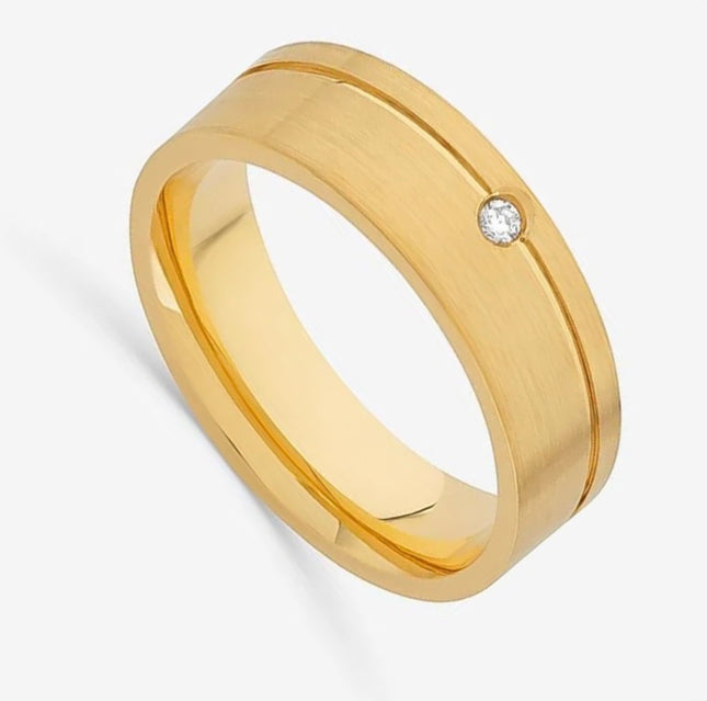 Aliança Anatômica com 2 pontos de Diamante
