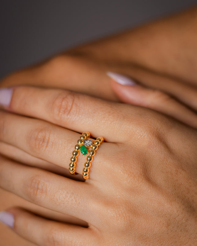 Anel de Esmeralda & Diamantes