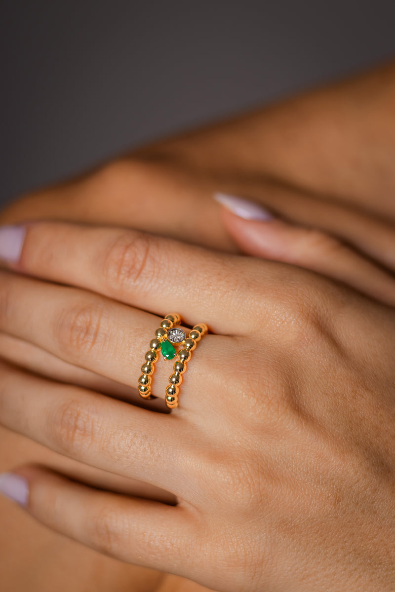 Anel de Esmeralda & Diamantes