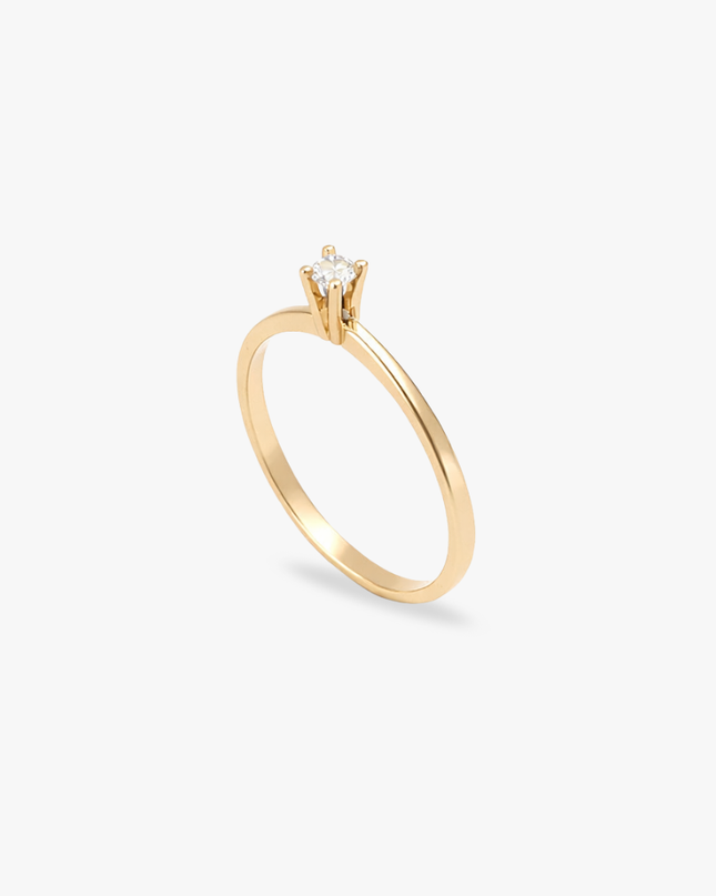 Anel Solitário Clássico com Brilhante