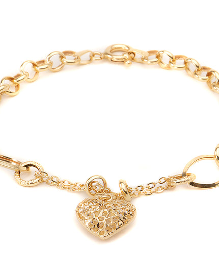 Pulseira em Elo Português com Pingente de Coração