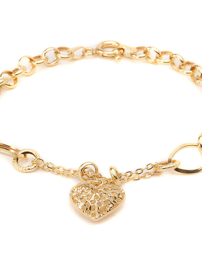 Pulseira em Elo Português com Pingente de Coração